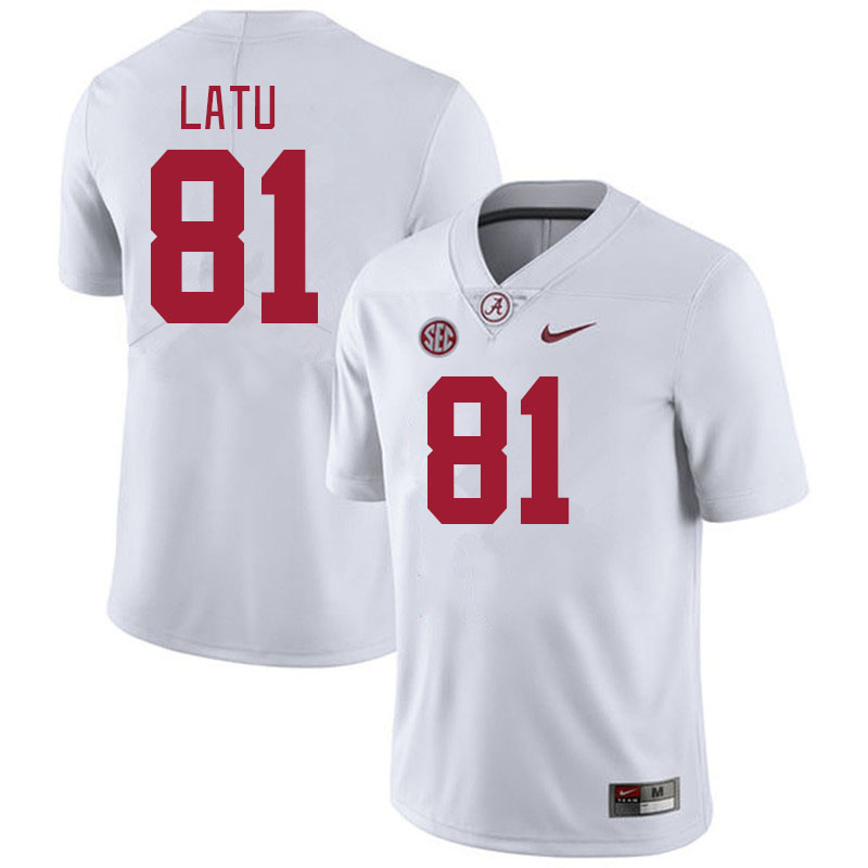 #81 Cameron Latu Alabama Crimson Tide Jerseys Football Stitched-White